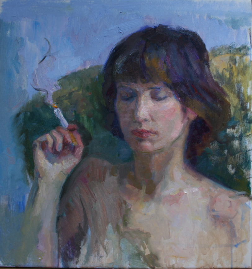 Lady Smoking. Oil on canvas.