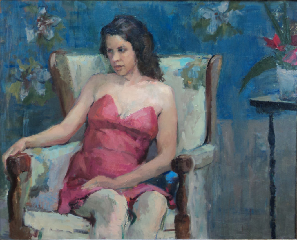 Lady in a chair, oil on canvas.