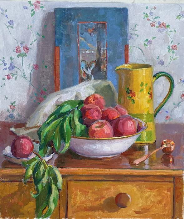 Still Life with Grelen Peaches. Oil on canvas.