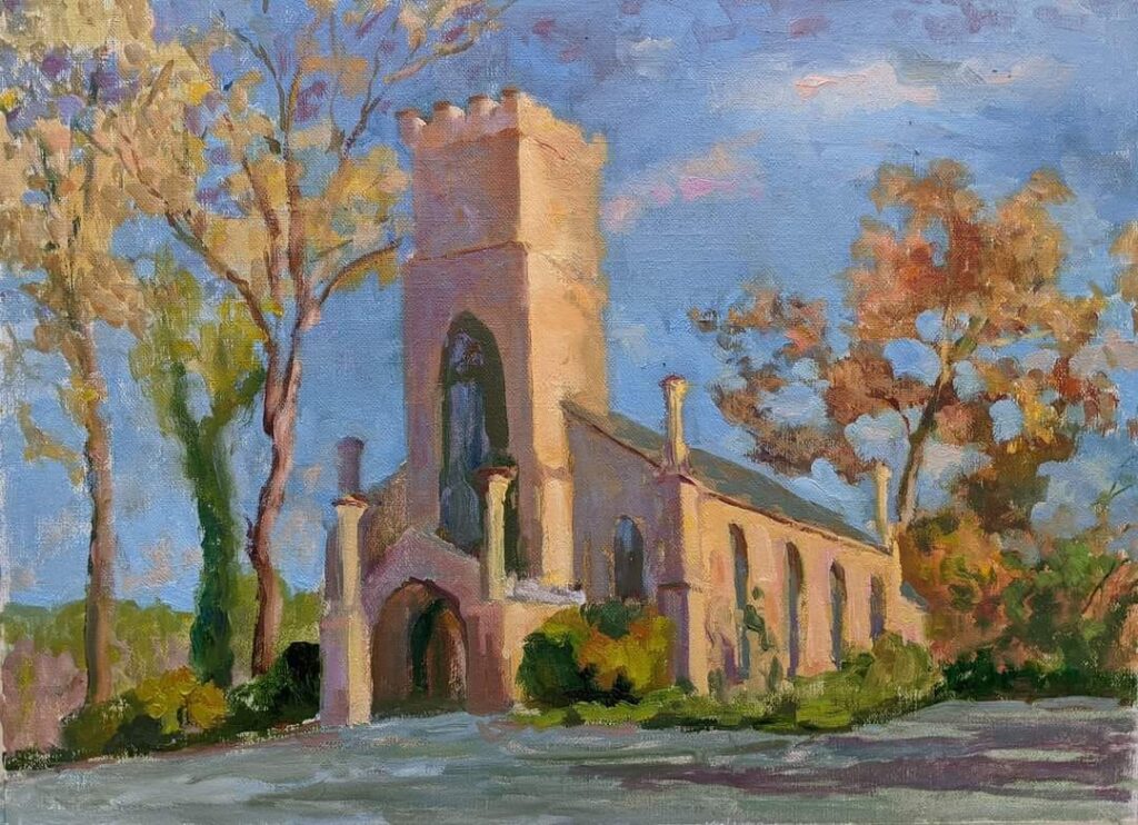 Grace Episcopal Church in Keswick, VA. Oil on canvas.