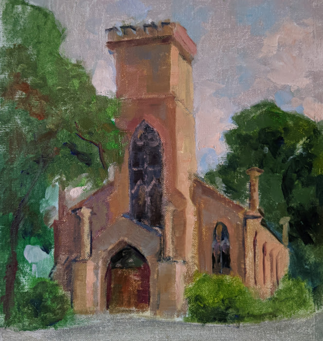 Old Church in Keswick, oil on canvas