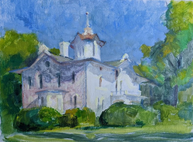 Mayhurst Mansion, Spring. Oil on canvas.